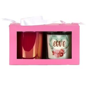 Holiday Home Valentines Day Love Red Iridescent Jar Candle Set
